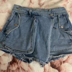 denim skort mid rise